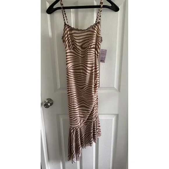 wild fable mesh dress Wild Fable Mesh Midi Dress Ruched Wave Print Square Neck NWT Size XS